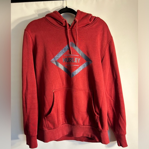 HURLEY BURGUNDY COTTON BLEND KANGAROO POCKET HOODIE MENS SIZE MEDIUM - Picture 1 of 8